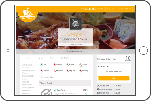 Ordering System Online - Pickup, Delivery and Dine in